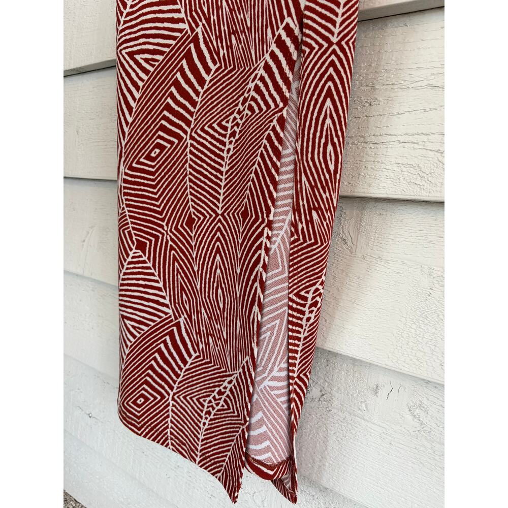 Windsor Red White Geometric Print Midi Dress Size M Spaghetti Strap Slip Dress - Picture 6 of 7
